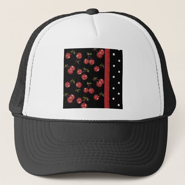 Casquette RAB Rockabilly Très Cerises Noires (Devant)