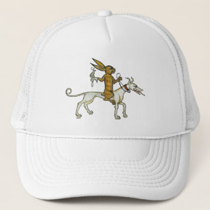 Casquette Rabbit médiéval chevauchant le chien et tenant l'e