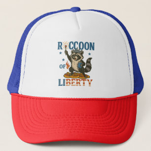 Casquette Raccoon de la liberté   Feu d'animal patriotique a