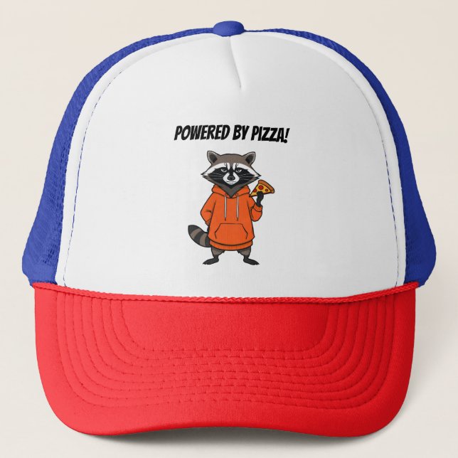 Casquette Raccoon Pizza Cap – Cute Cartoon Pizza Kids Hat (Devant)