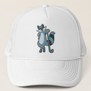 Casquette Racoon à Hockey avec bâton de hockey