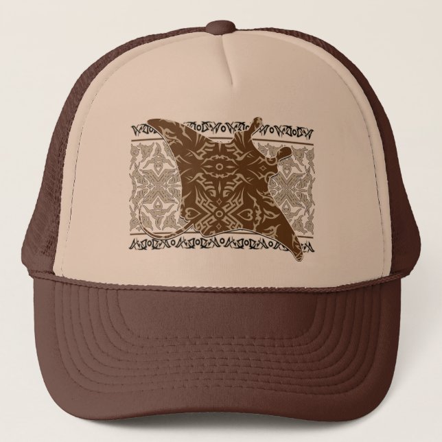 Casquette Raie-Manta-Brune-Tribale (Devant)