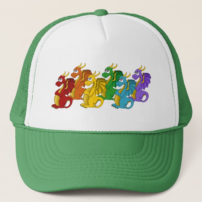 Casquette Rainbow colorful dragons cartoon  (Devant)