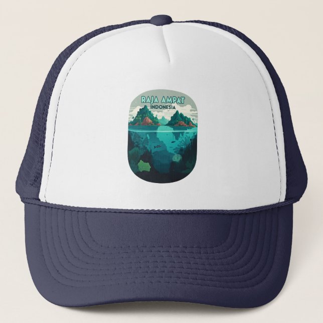 Casquette Raja Ampat Indonésie Sous-marin Scuba Retro (Devant)