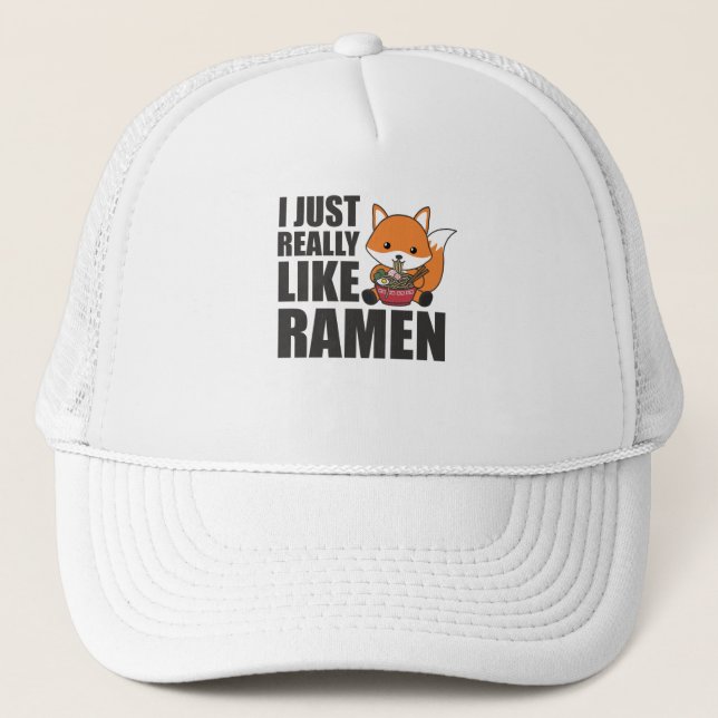 Casquette Ramen Japonais Noodle mignon Fox Mange Ramen (Devant)