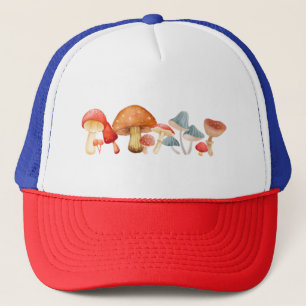 Casquette Rangée de mignons champignons mycologie de l'airai