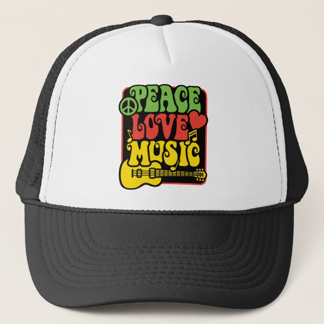 Casquette Rasta Peace Love Music (Devant)