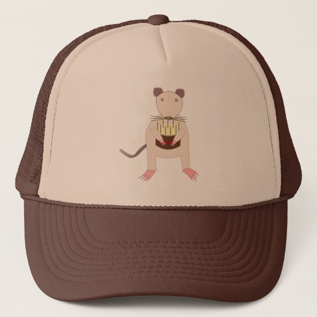 Casquette Rat de Siamese avec gâteau d'anniversaire (Devant)