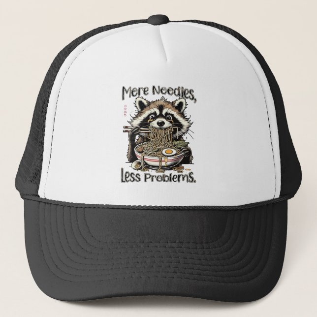Casquette Raton laveur mangeant des ramen plus de nouilles m (Devant)