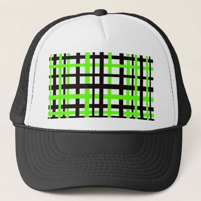 Casquette Rayures entrelacées noir blanc vert (Devant)