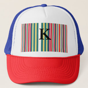 Casquette Rayures rétro colorées ajoutent la lettre initiale