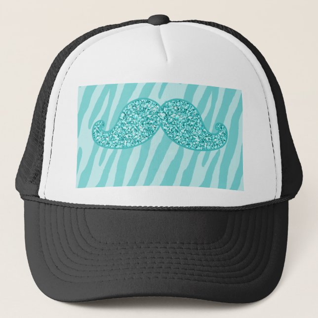 CASQUETTE RAYURES TURQUOISES GIRLY DE ZÈBRE DE MOUSTACHE DE (Devant)