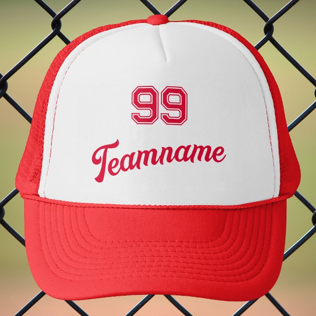 Casquette Red Baseball Custom Player Numéro et nom de l'équi (Créateur téléchargé)