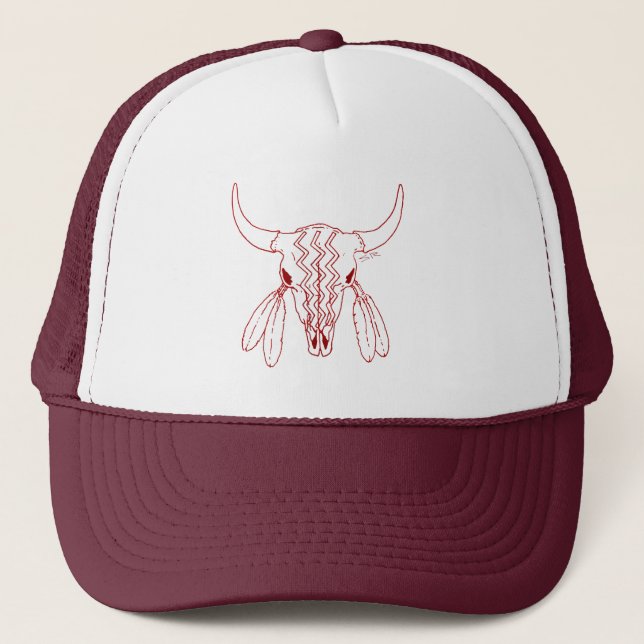 Casquette Red Ghost Dance Buffalo ligne rouge camionneur cha (Devant)