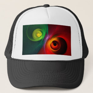 Casquette Red Green Yin Yang Moderne Motif d'art Abstrait #2