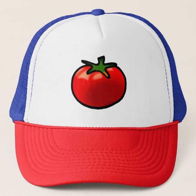 Casquette Red Tomato Whimsical Custom Art (Devant)