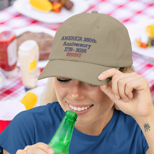 Casquette réglable brodée de fil kaki, marine et r