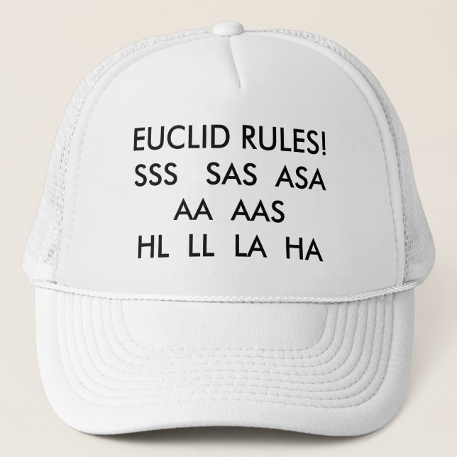 CASQUETTE RÈGLES D'EUCLID ! HL   DE SSS SAS   ASA AA AAS LL… (Devant)