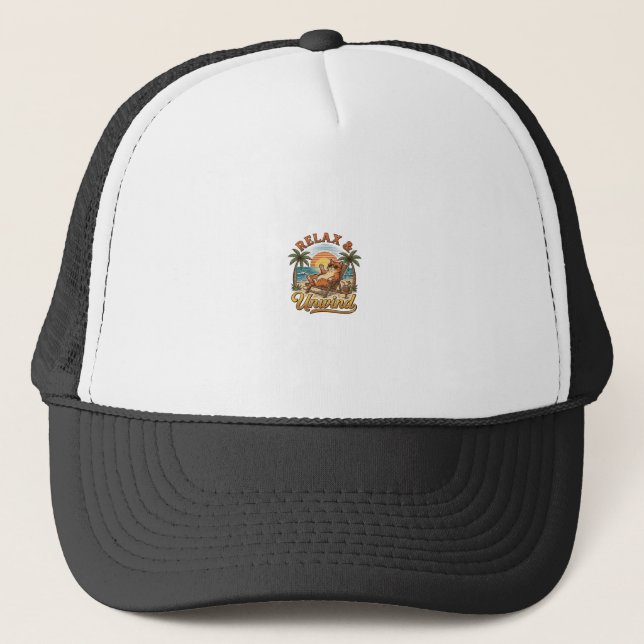 Casquette Relaxez-vous et détendez-vous Chat de plage Design (Devant)