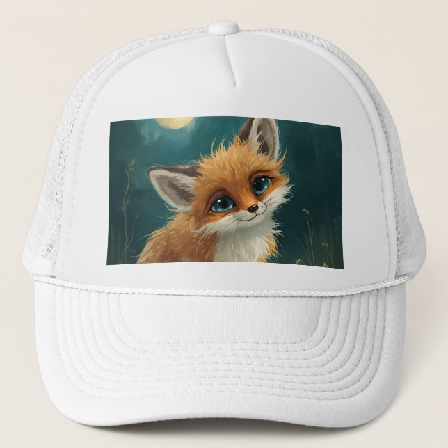 Casquette Renard au clair de lune, forêt nocturne  (Devant)