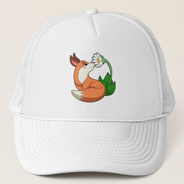 Casquette Renard avec fleurs blanches (Devant)