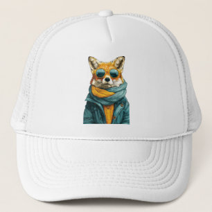 Casquette Renard élégant portant des lunettes de soleil et u