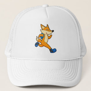 Casquette Renard en course avec sac à dos