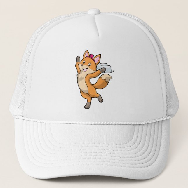 Casquette Renard en fiancée avec voile et cœur (Devant)