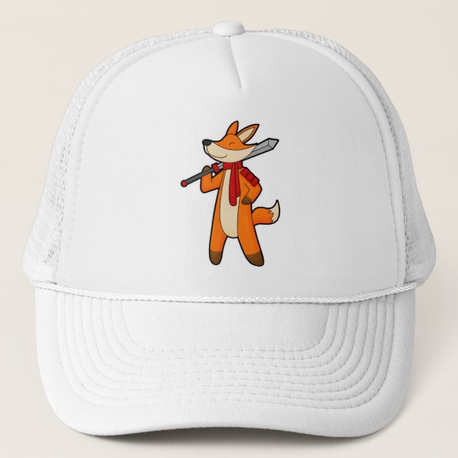 Casquette Renard en guerrier avec épée et écharpe (Devant)
