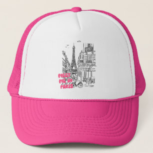 Casquette Rencontre-moi à Paris – Jolie police rose et tour 