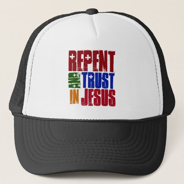 Casquette Repentissez-vous et faites confiance en Jésus (Devant)