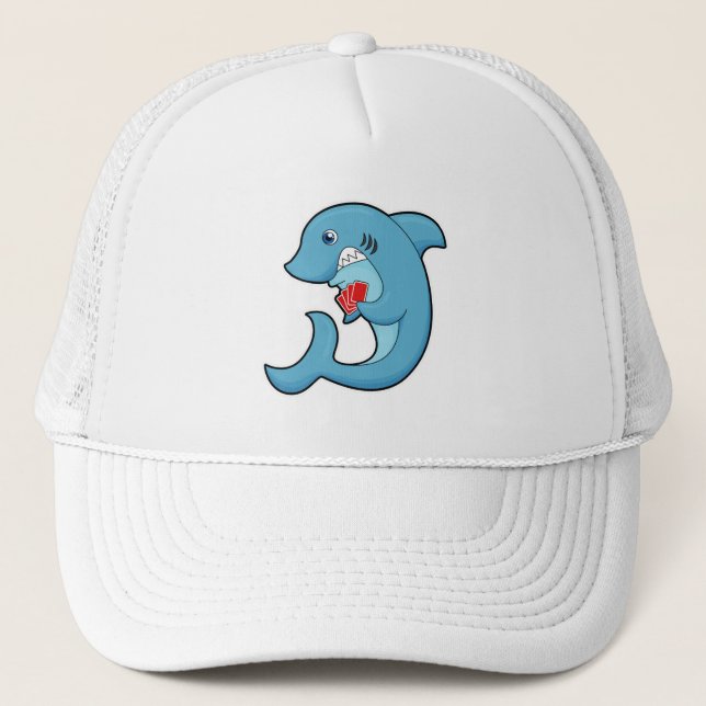 Casquette Requin au Poker avec cartes de Poker (Devant)