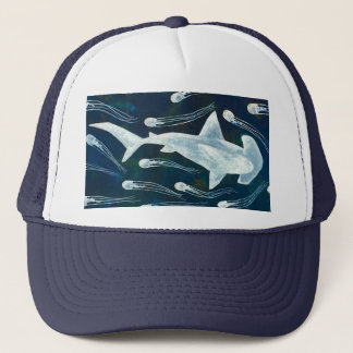 Casquette Requin de poisson-marteau et méduses
