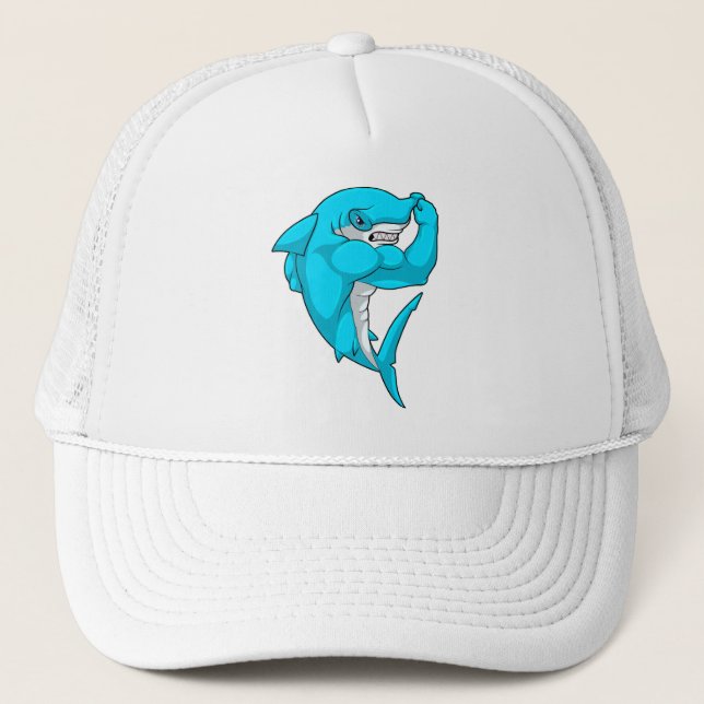 Casquette requin-marteau en tant que culturiste au Bodybuild (Devant)