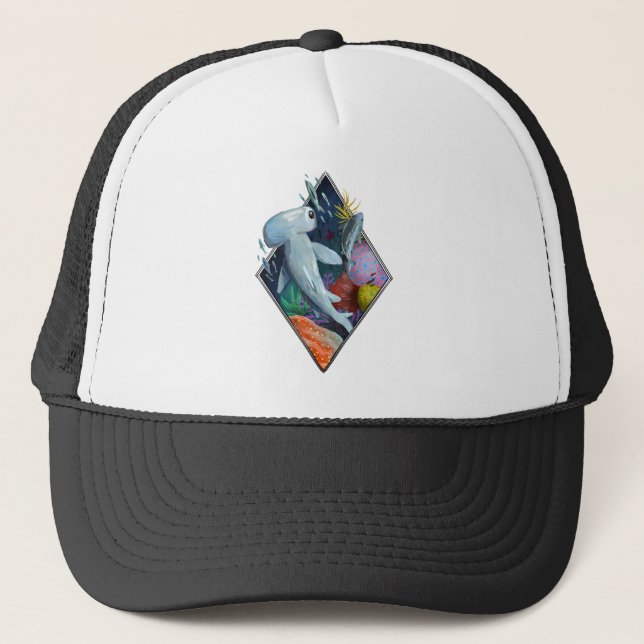 Casquette requin marteau Nager au-dessus de la barrière de c (Devant)