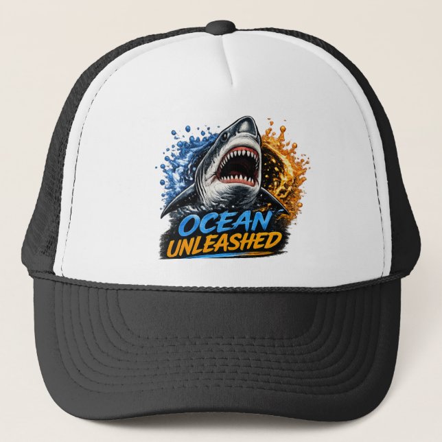Casquette Requin Ocean Unleashed – Éclaboussure Audacieuse B (Devant)