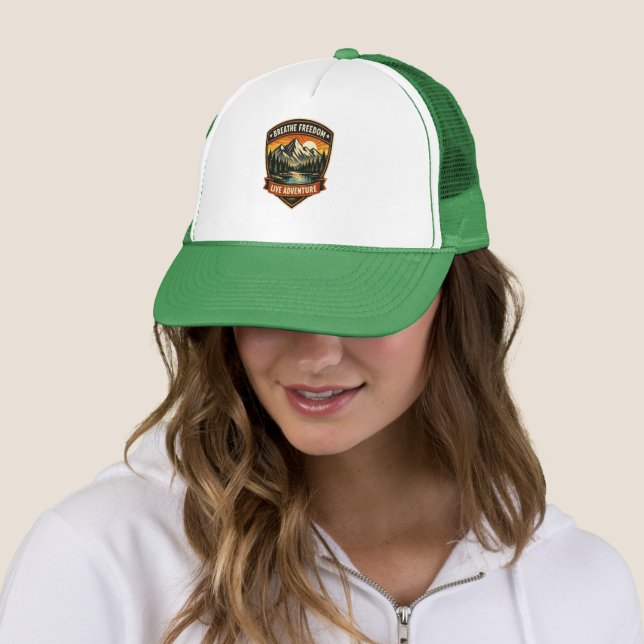 Casquette Respirez la liberté, vivez l'aventure (En situation)