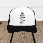 Casquette Restez calme et continuez - Créez votre propre<br><div class="desc">Faites votre propre personnalisation Conserver le calme et continuer sur le design en ajoutant du texte vous-même. C’est un slogan très populaire pour les amoureux du plaisir et pour tous.</div>