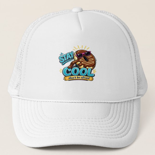 Casquette Restez cool design de donut drôle en majuscules  (Devant)