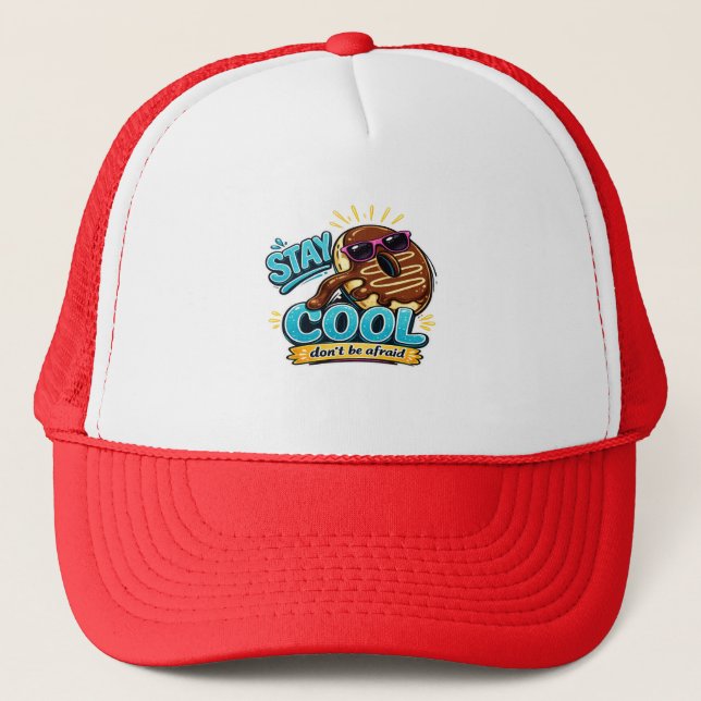 Casquette Restez cool design de donut drôle en majuscules  (Devant)