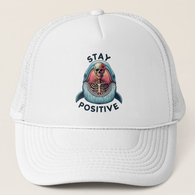 Casquette Restez positif - Squelette et baleine (Devant)