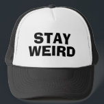 Casquette RESTEZ WEIRD drôle camionneur cadeau chapeau pour<br><div class="desc">RESTEZ WEIRD drôle cadeau de chapeau camionneur pour lui ou elle. Citation humoristique pour les hommes, les femmes et les enfants. Accessoire amusant ou la faveur de fête pour les étudiants, petit ami, petite amie, mariée, mariée, marié, père, soeur, frère, frère, frère, ado, adolescent, grades, diplômés, seniors, fans, collègue, employé,...</div>