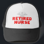 Casquette retiré de camionneur d'infirmière<br><div class="desc">Casquette retiré de camionneur d'infirmière avec le signe de caducée.  Couleurs et texte de Personalizable.</div>