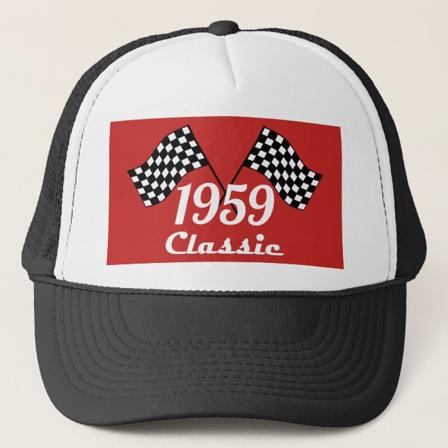 Casquette Retro 1959 Classic Black White Checked Race Drapea (Devant)