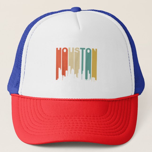 Casquette Retro 1970's Style Houston Texas Skyline  (Devant)