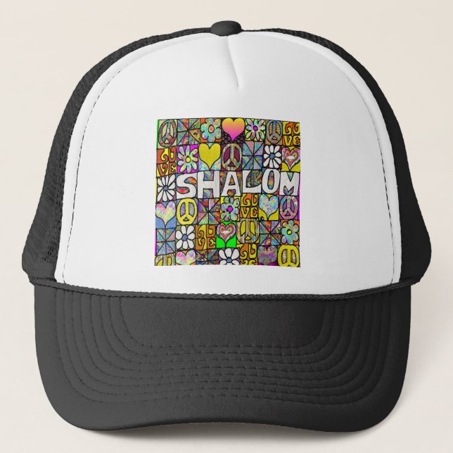 Casquette Rétro 60s Psychédélique Shalom AMOUR (Devant)