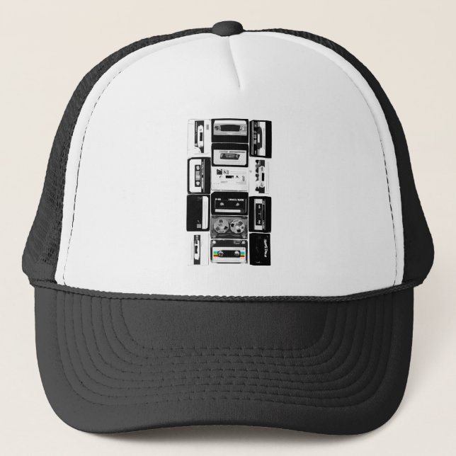 Casquette Rétro b&w de groupe de cassette audio (Devant)