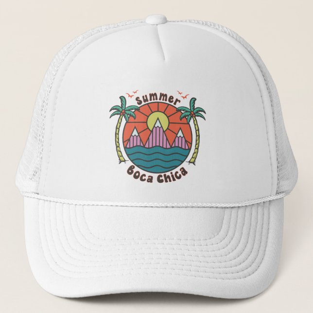 Casquette Retro Boca Chica Beach coucher de soleil (Devant)