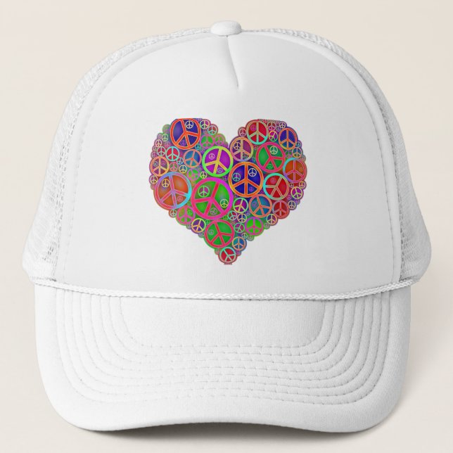 Casquette Rétro coeur vintage de paix (Devant)