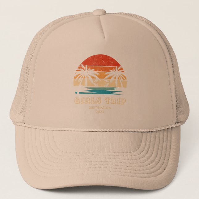 Casquette Retro coucher de soleil Filles voyage bachelorette (Devant)